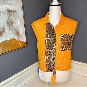 Camilla Tree collared button down tie front tank